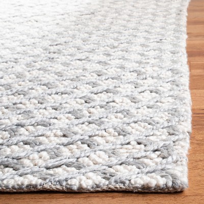 Ivory and Silver Hand-Tufted Wool Blend 6' Square Area Rug