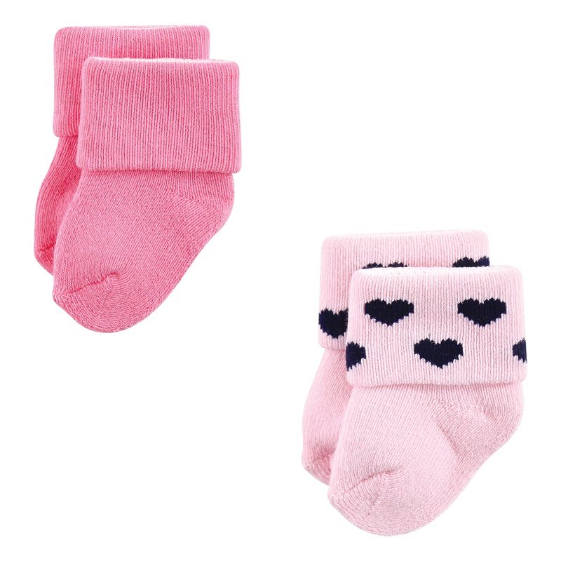 Luvable Friends Baby Girl Newborn and Baby Terry Socks, Pink Mary Janes 12-Pack, 6 of 10