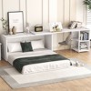 NicBex Queen Size Murphy Bed 120" L Modern Wooden Bed Frame with Rotating Desk and Shelves for Bedroom, Guest Room, No Box Spring Required, White - 2 of 4
