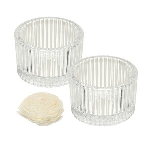 Unique Bargains Centerpiece Decor Round Ribbed Votive Glass Tea Light Holders - 1 of 4