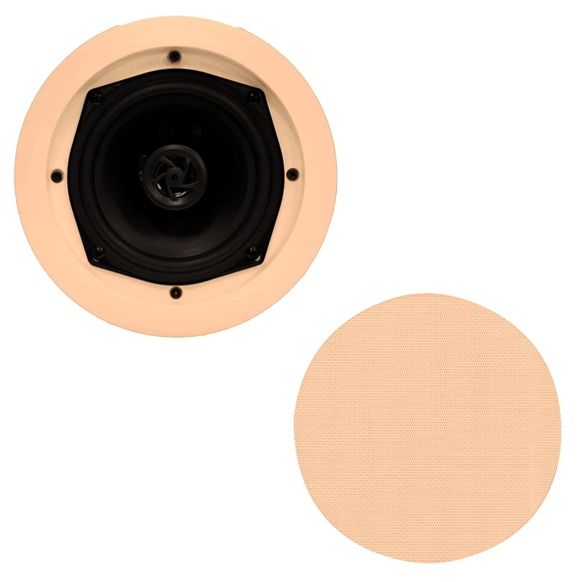 Pyle PDIC Series 250W 8" Round Flush Mount In Wall/In Ceiling Speakers for Home Audio Sound System, 2 Pair, Tan - thumbnail 5