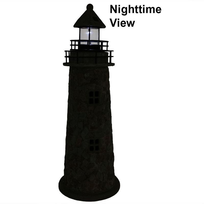 Sunnydaze Outdoor Backyard Garden Nautical Lighthouse Solar LED Pathlight Statue Figurine - 36" - Cobblestone, 5 of 13