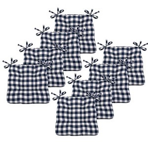 Kate Aurora Country Living Gingham Plaid Checkered Country Farmhouse Chair Cushion Pads - 1 of 3