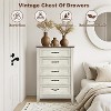 Homhougo Farmhouse 5-Drawer Tall  Dresser, Wooden Storage Chest for Bedroom, Living Room, Hallway - 4 of 4