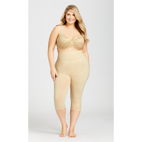 AVENUE BODY | Women's Plus Size Seamless Hi Waist Capri - beige - 26W/28W