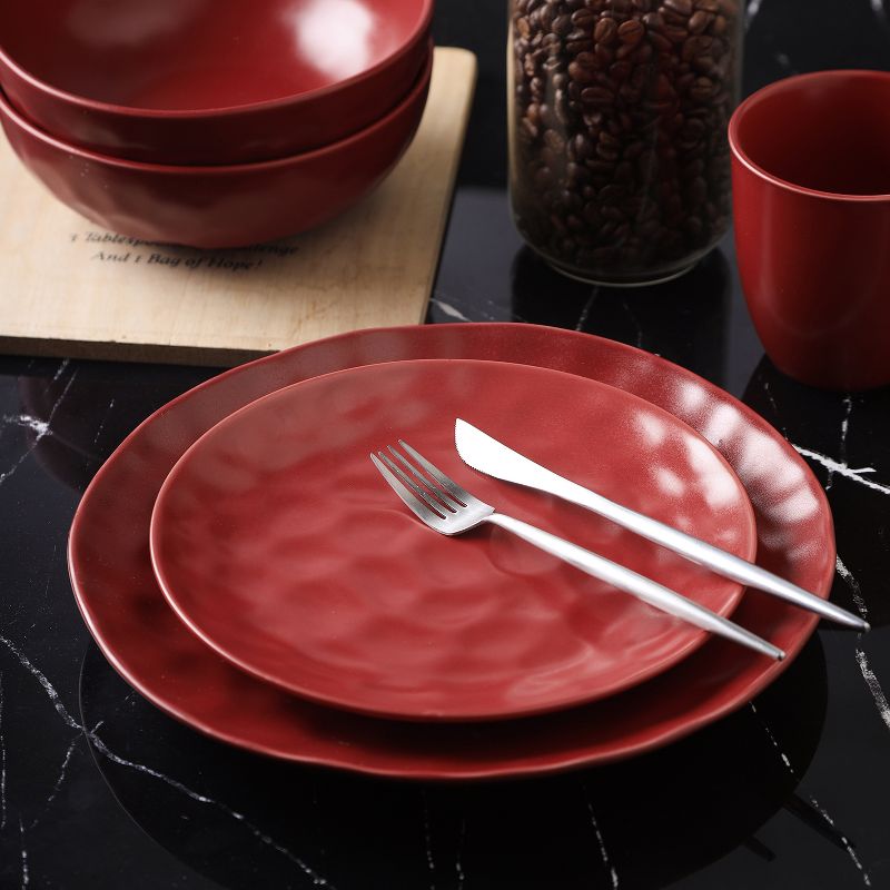 Stone Lain Sam 16-Piece Porcelain Dinnerware Set, Service for 4, Red, 3 of 7