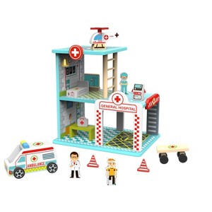 Toysters Big Hospital Station Wooden Emergency Vehicle Playset For Boys and Girls - Suitable for Ages 3 and Up - 1 of 3