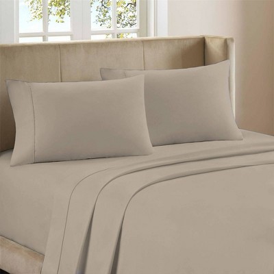 Queen 400 Thread Count Wrinkle Free Cotton Sheet Set Taupe - Purity Home