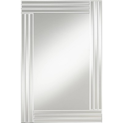 Possini Euro Design Rectangular Vanity Wall Mirror Modern Mirrored Glass Layered Frame 23 1/2" Wide Bathroom Bedroom Living Room