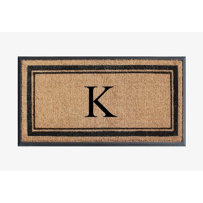 A1HC Natural Rubber Coir Outdoor Doormat 24x48 Monogrammed Anti-Shed Treated Durable Front Door Mat