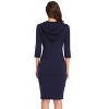 Coolmee Women Three-Quarter Sleeve Stripe Knee Length Slim Pullover Hoodie Wrap Dress With Pocket - 3 of 4