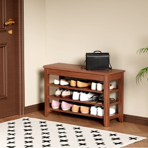 ORRD Solid Wood Shoe Rack Bench, Heavy Duty Entryway Shoe Storage Organizer, 550 lbs Load-Bearing - 1 of 4