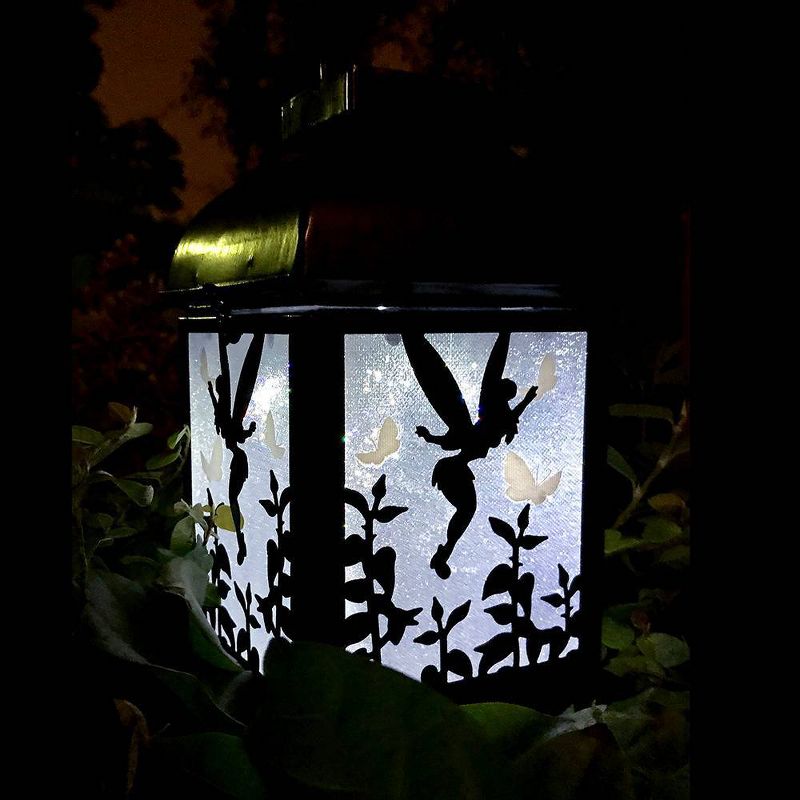 Disney 8.3&#34; Tinker Bell Solar Metal Outdoor Lantern Black, 4 of 9
