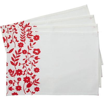 The Lakeside Collection Red Floral Set of 4 Placemats