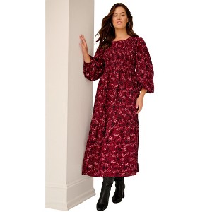 ellos Smocked Bodice Tiered Midi Dress - 1 of 3