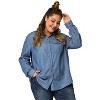 Agnes Orinda Women's Plus Size Business Casual Long Sleeve Denim Button-Down Shirts - 2 of 4