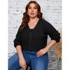 Clearlove Women's Plus Size Chunky Knit Open Front Sweater Long Sleeve Button Loose Short Cardigan Outerwear - 4 of 4