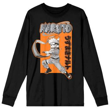 Naruto Classic Monotone Character Art Crew Neck Long Sleeve Women's Black Tee