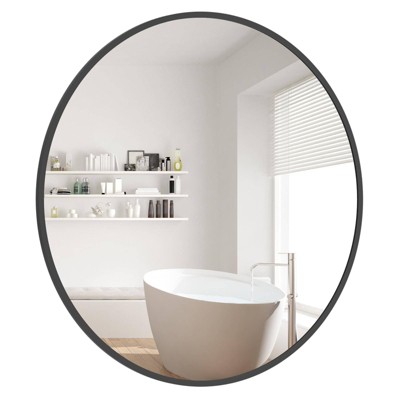 20 Inch Black Aluminum Round Wall Mirror