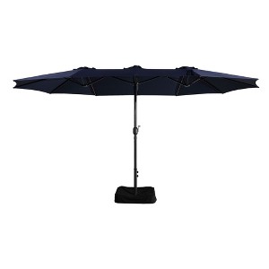 Mondawe 15ft Rectangular Double-Sided Outdoor Patio Market Umbrella with Base Included - 1 of 4