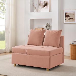 Convertible Sleeper Sofa Chair with Pull-out Bed and Adjustable Backrest, Linen Fabric Recliner Accent Chair with Wheels - ModernLuxe - 1 of 4