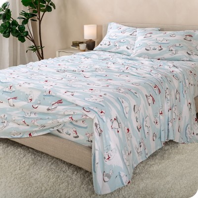 Twin XL Polar Bears Cotton Flannel Deep Pocket Sheet Set