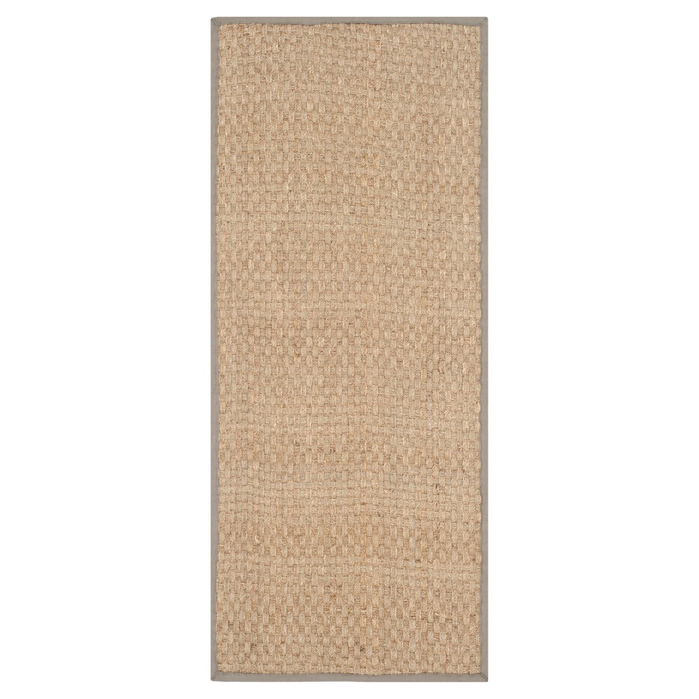 2'6inx6' Basket Weave Runner Natural/Gray - Safavieh