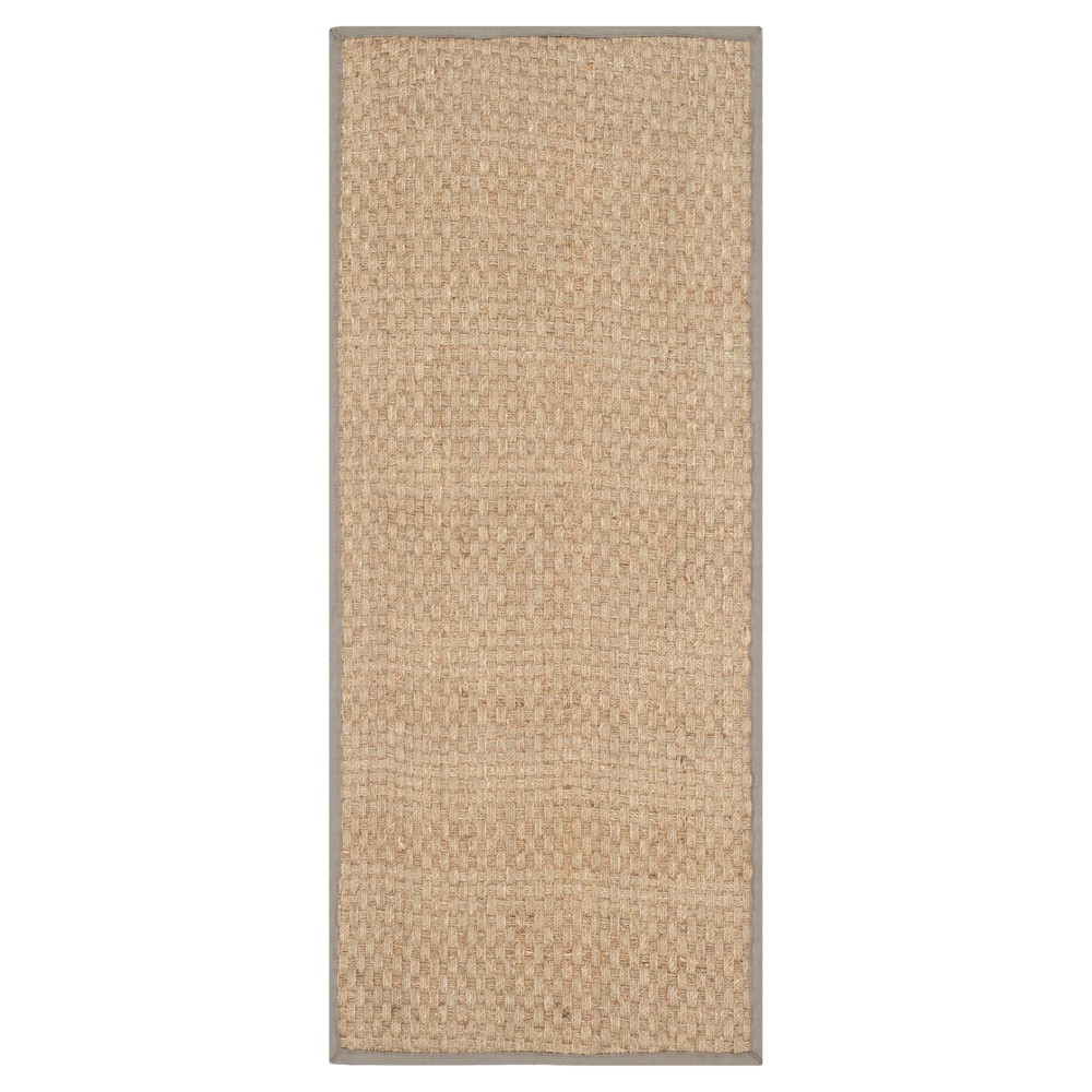 2'6inx6' Basket Weave Runner Natural/Gray - Safavieh