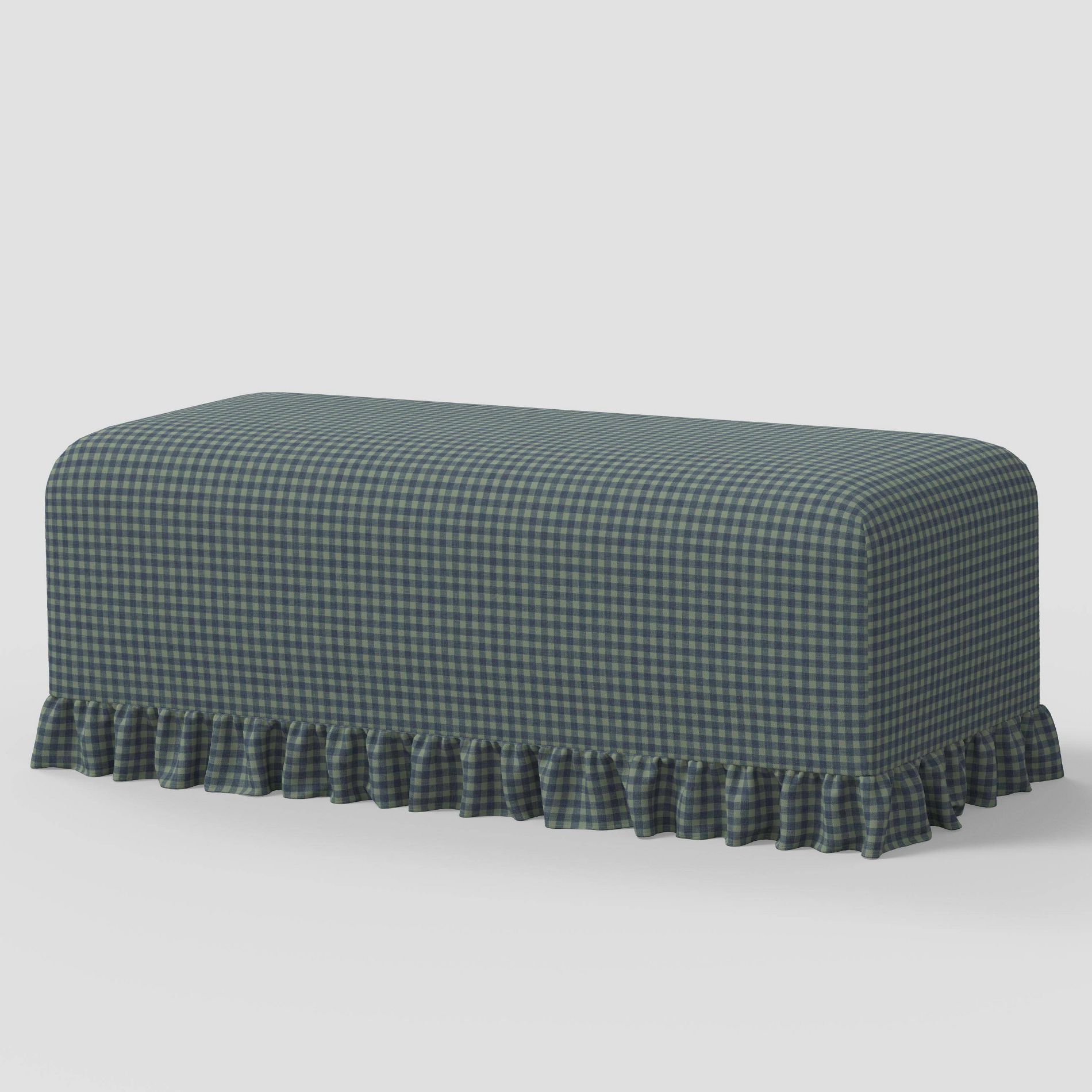 Ruffle Slipcover Dining Bench in Whitaker Gingham Spruce - Threshold™ designed with Studio McGee