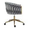 CAVINAS Modern Lambswool Office Chairs with Adjustable Legs, Home Office Desk Chairs with Hand Made Woven Backrest, Vanity Chairs with Wheels - 3 of 4