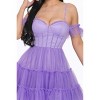 Slickblue Charming Lavender Puff Mini Dress – Off-the-Shoulder with Sweetheart Neckline & Empire Waist, S-L - 2 of 3