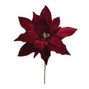 Glittered Poinsettia Flower Stem (Set of 6) - 1 of 3