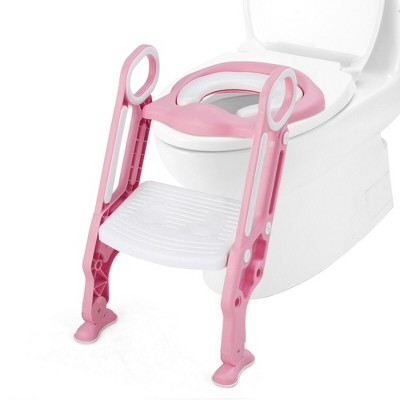 Costway Foldable Potty Training Toilet Seat w/ Step Ladder Adjustable Baby Kids Home