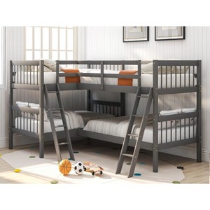 Twin L-Shaped Bunk Bed with Ladder - 1 of 4