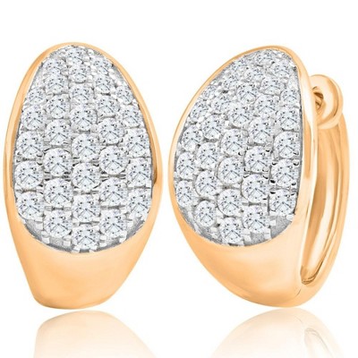 Pompeii3 VS 1 1/10Ct TW Pave Diamond Hoops in Yellow Gold Lab Created 16mm Tall