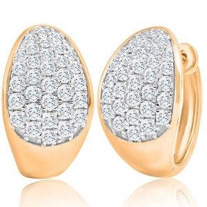 Pompeii3 VS 1 1/10Ct TW Pave Diamond Hoops in Yellow Gold Lab Created 16mm Tall - 1 of 4
