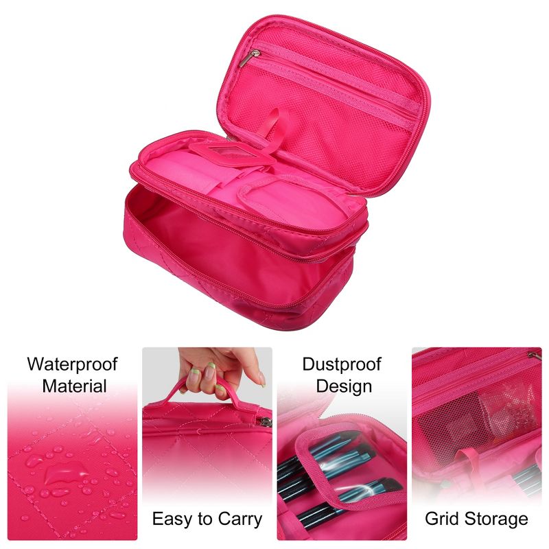Unique Bargains Cosmetic Bag Travel Makeup Bag Cosmetic Brush Organizer Skin Care Storage Bag for Women 7.87"x4.72"x3.15" 1 Pc, 3 of 7