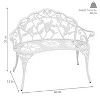 Sunnydaze 2-Person Classic Rose Design Cast Aluminum Outdoor Garden Bench, White - 3 of 4