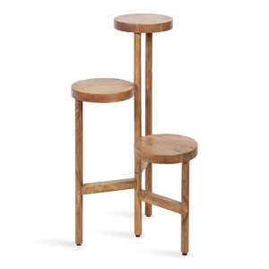 Kate and Laurel Fitley Round Wood Plant Stand, 16x16x35, Natural - 1 of 4