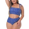 Women's Plus Size Two-Piece Tie High Waisted Adjustable Straps Bikini Set - Agnes Orinda - 2 of 4