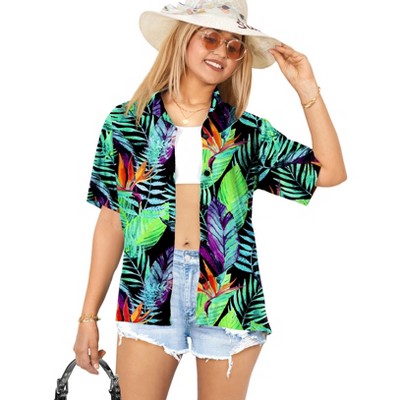HAPPY BAY Button Down Shirt Casual Summer Beach Blouse Shirt Luau Party Colorful Short Sleeve Dress Shirts Hawaiian T Shirt