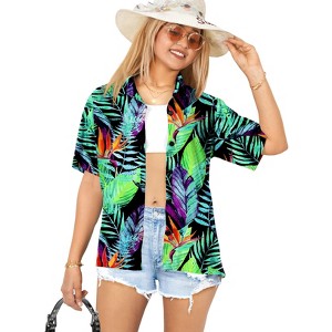 HAPPY BAY Button Down Shirt Casual Summer Beach Blouse Shirt Luau Party Colorful Short Sleeve Dress Shirts Hawaiian T Shirt - 1 of 4