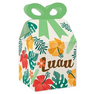 Big Dot of Happiness Tropical Luau - Square Favor Gift Boxes - Hawaiian Beach Party Bow Boxes - Set of 12 - 1 of 4