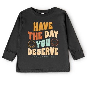 The Juniper Shop SmileyWorld Have The Day You Deserve Groovy Toddler Long Sleeve Tee - 1 of 4