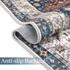 Washable Carpet, Vintage Distressed, Non-Slip, Non-Shedding Backing, Floor Cover, Soft, Short Pile, Foldable, Floral Badge Print Decorative Carpet - 4 of 4