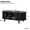 42.5" Mid Century Modern Oval Coffee Table with Charging Station,Fluted Sliding Tambour Door for Living Room-Baofuwish - 4 of 4
