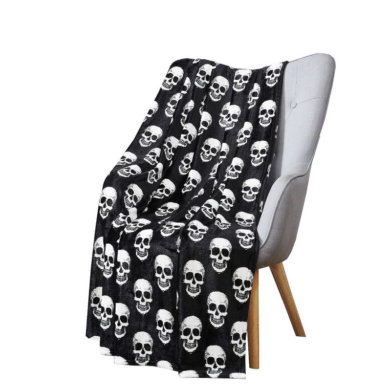 Kate Aurora Oversized Halloween Spooky Skeleton Skulls Plush Fleece Throw Accent Blanket - 50 in. W x 70 in. L, 2 of 6