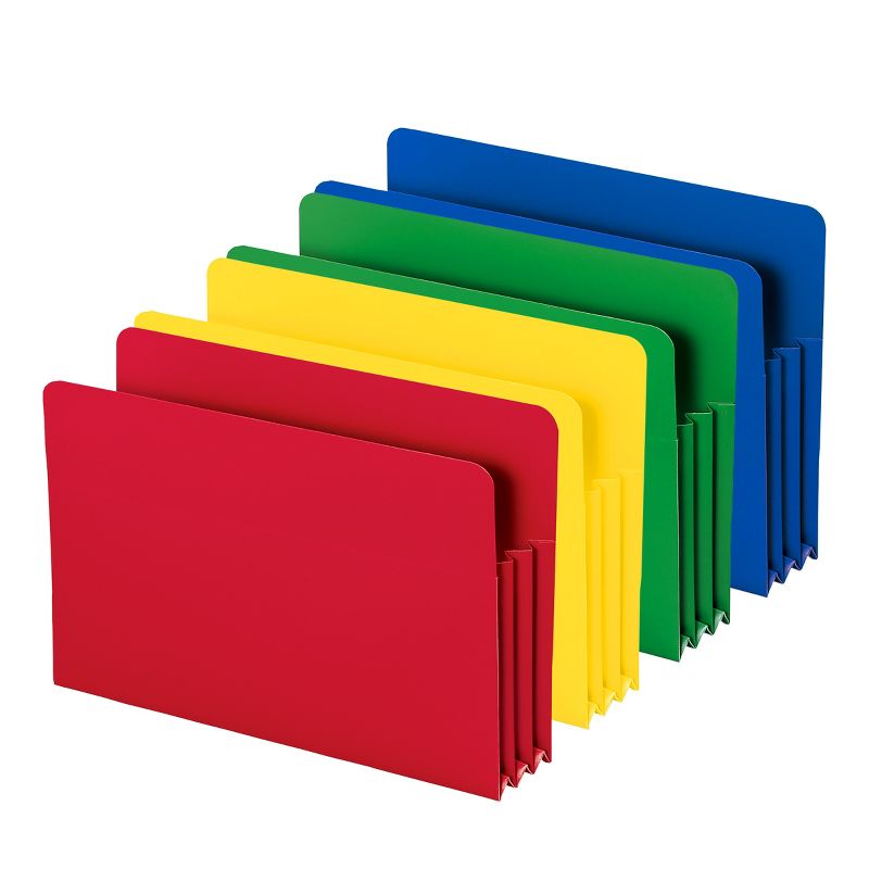 Smead Poly File Pocket, Straight-Cut Tab, 3-1/2" Expansion, Legal Size, Assorted Colors (73550), 4 of 5