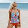 Women's Paisley Lace-Up Back Tankini Top Swimsuit - Cupshe - 3 of 4
