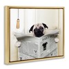 Stupell Industries Pug Reading Newspaper in Bathroom Floating Frame Canvas Art - 2 of 4